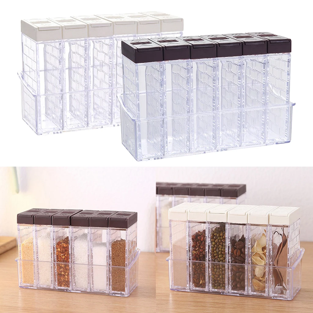 

Shaker Spice Cruet Stand Condiment Box Jars Seasoning Storage Kitchen Set