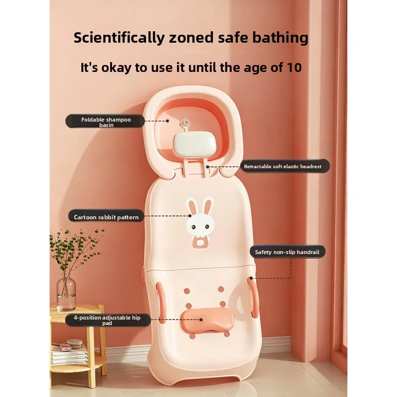Foldable Children Baby Shampoo Recliner Bed, Portable Hair Washing Support Chair for Household Salon Kid Hair Care Use