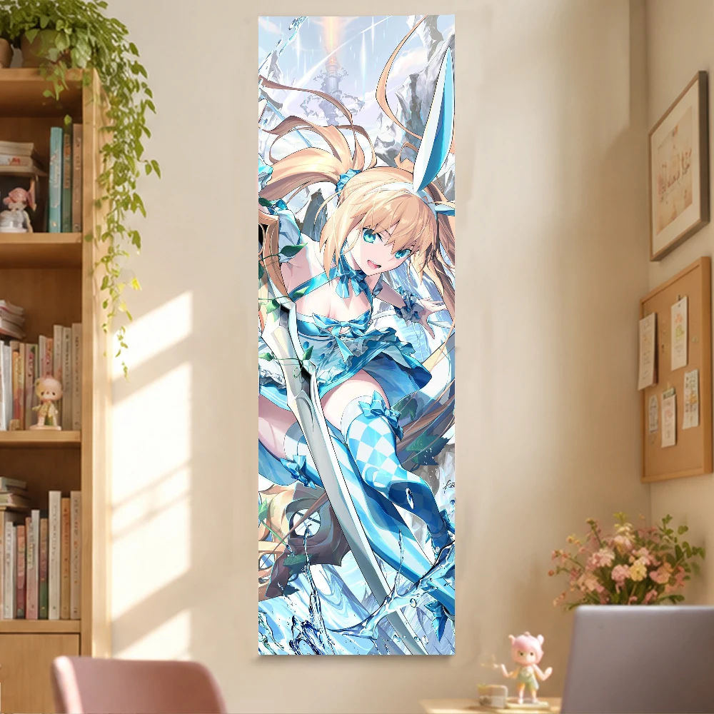 Anime Girl Bunny Ear Long Vertical Tapestry Wall Hanging Aesthetic Room Decor Polyester Wall Art Poster For Bedroom Dorm Living