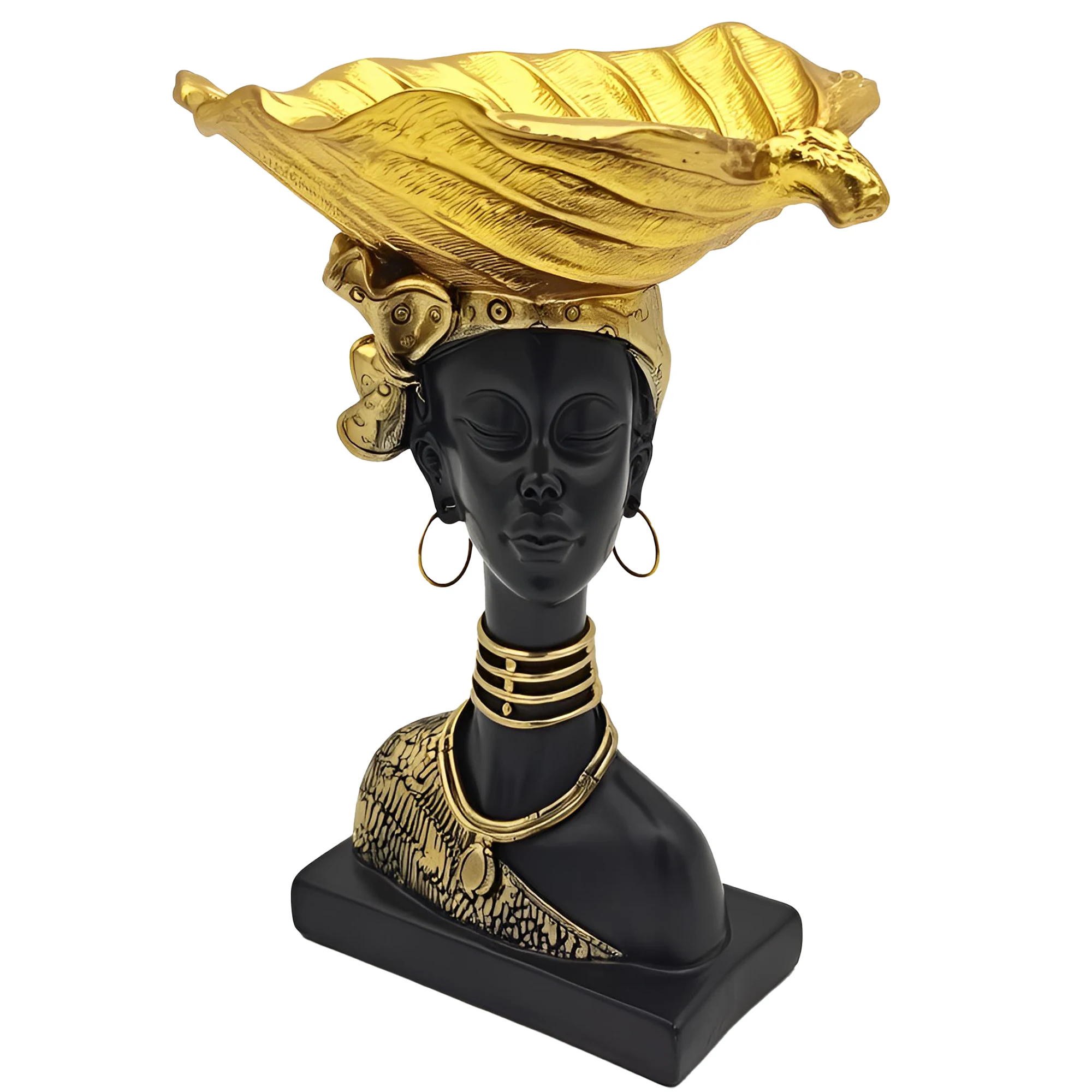 التماثيل الأفريقية تمثال المرأة القبلية ، 9.5 "الراتنج الشكل تمثال نصفي لديكور المنزل ، غرفة المعيشة/الطاولة/رف الكتب/طاولات القهوة