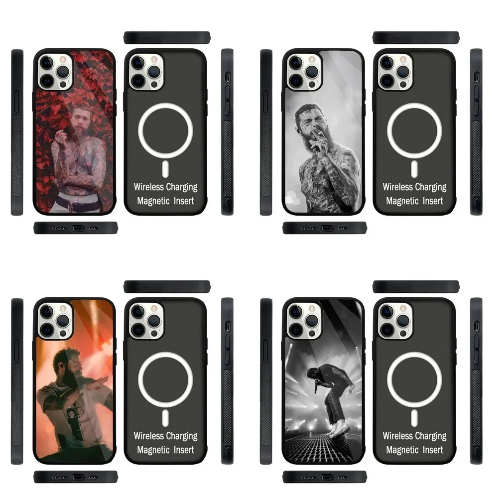 

P-post Singer M-Malones Phone Case Strong Magnetic For IPhone 16,15,14,13,Pro,Max,Plus,11,12,Mini For Magsafe Wireless Charging