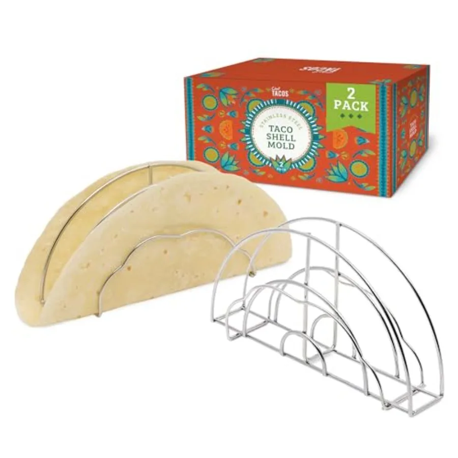 

2-Pack Taco Shell Molder and Maker Stainless Steel Tool for Oven Air Fryer Stove Top Toaster and Frying; Dishwasher Safe Reusab