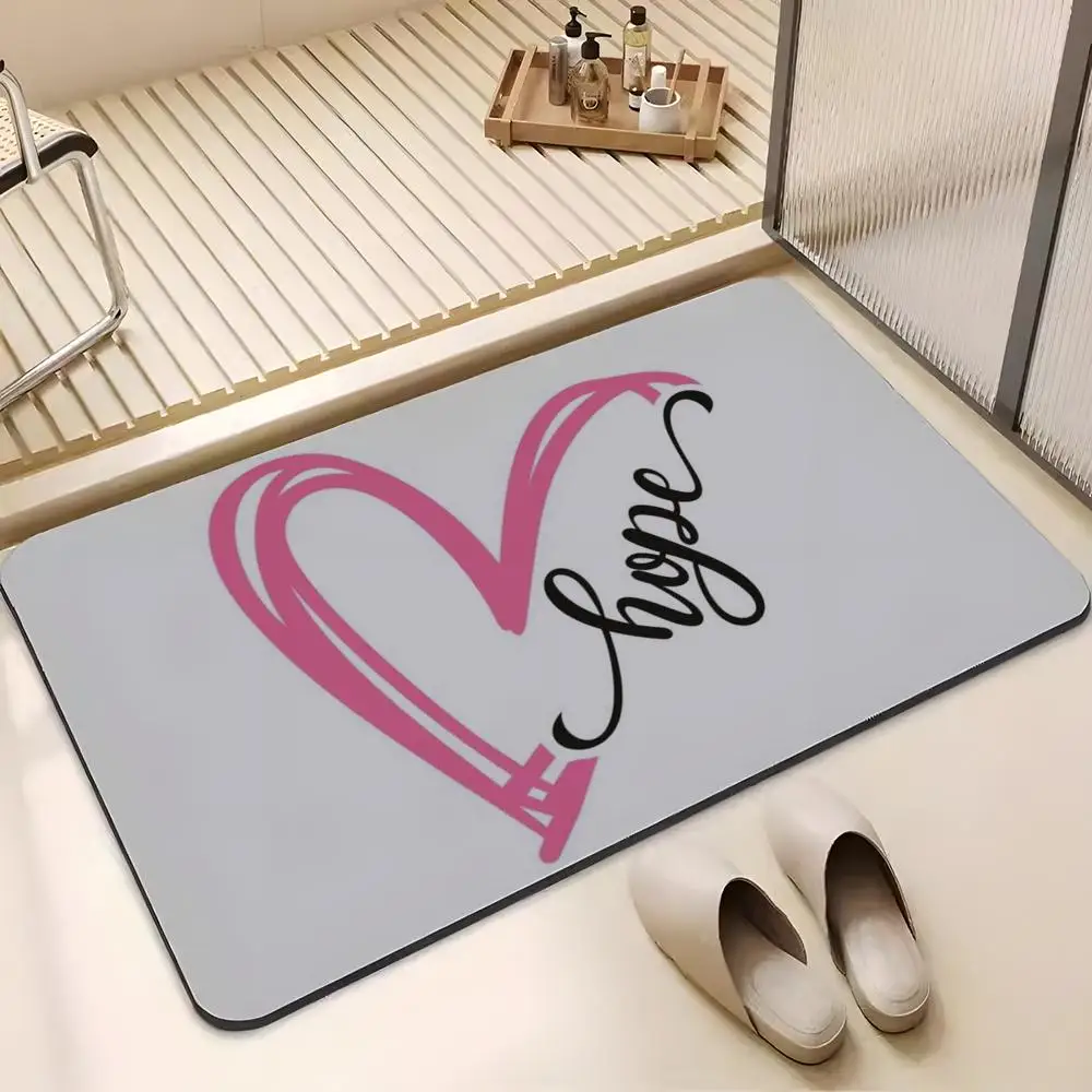 Cute Doodle Hand Drawn Heart Love Floor Mat Absorbent Floor Mat Non-Slip Entrance Rug for Bathrooms Restrooms and Toilets