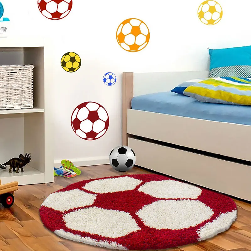 Football Round Carpet Tufted Ball Computer Chair Cushion Rug Bedroom Decor Door Mat Cartoon Children's Bedside Rug