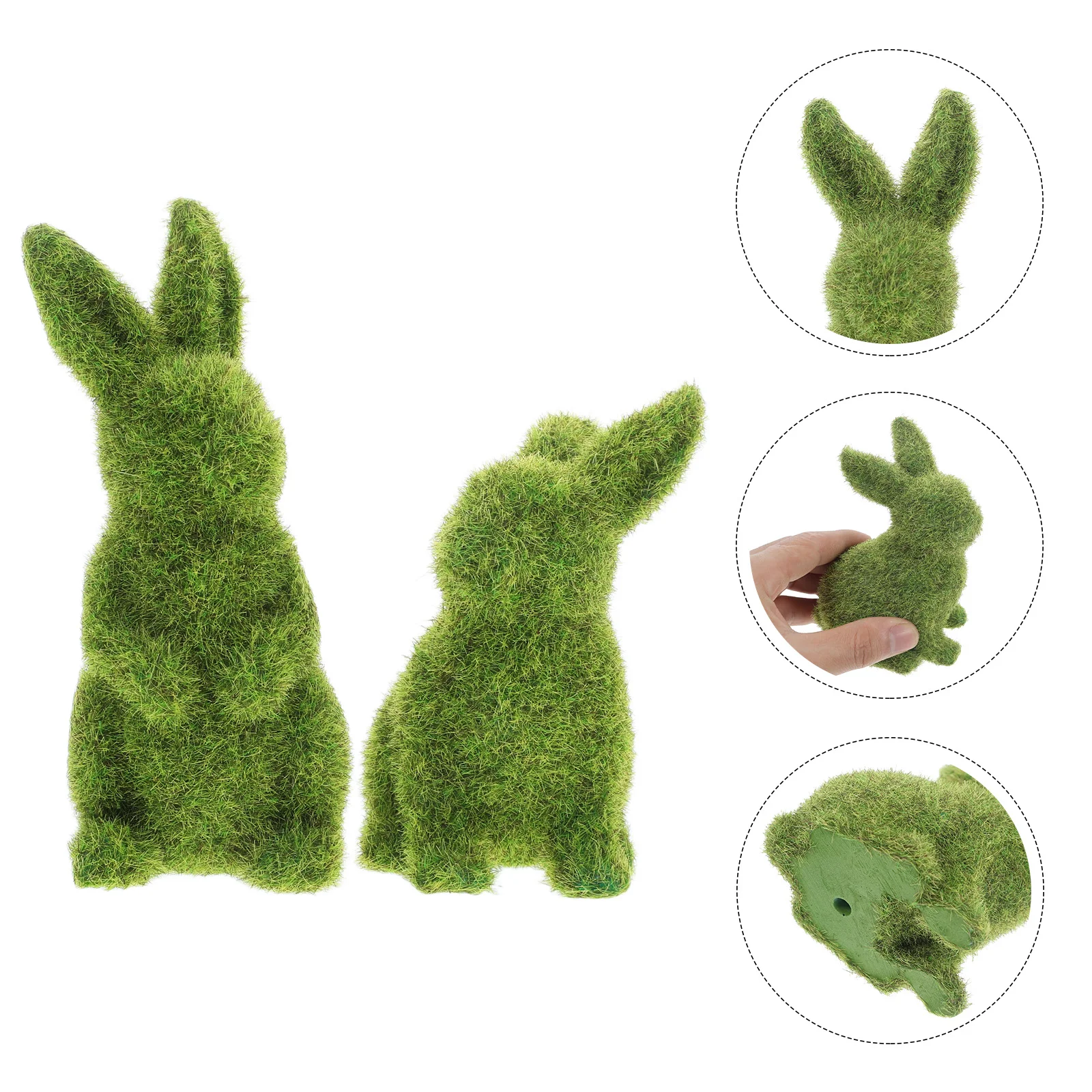 

Turf Grass Animal Green Rabbit Ornament Garden Photo Prop Small Flocking Decor Stuffed Bunny