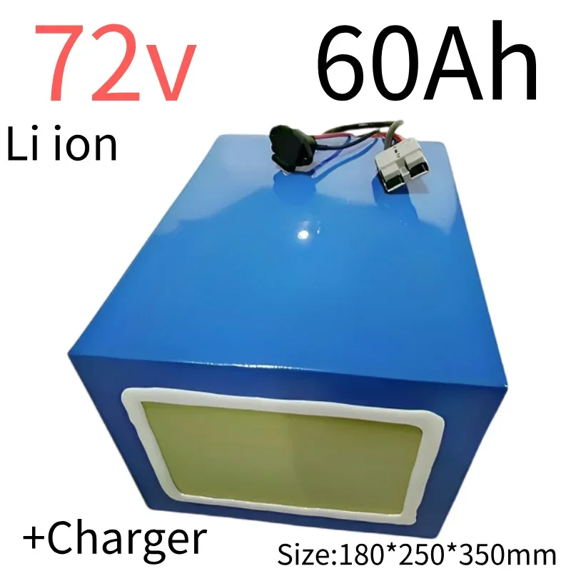 72V 60Ah High Capacity Li-ion Battery, 20S BMS with 10A 84V Charger, Deep Cycle Power Supply for 15KW 10KW 5000W Electric Bike,