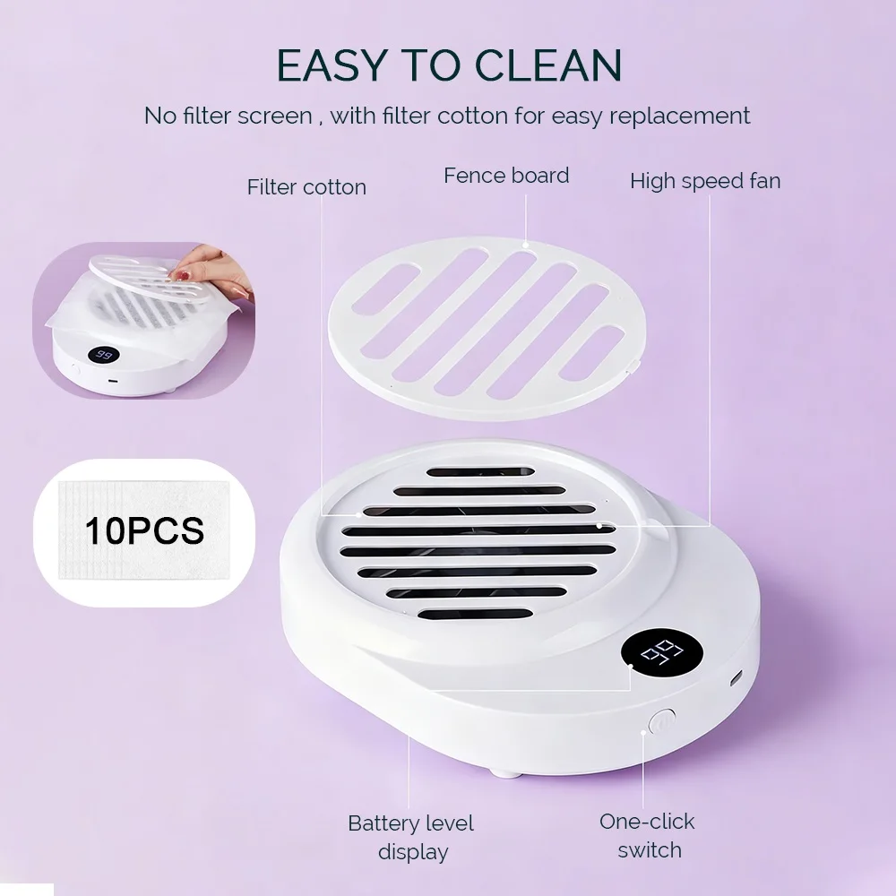 4000 دورة في الدقيقة شفط قوي مسمار مجمع الغبار USB الغبار شفط جامع المهنية مسمار الغبار النازع اللاسلكية مسمار الفن صالون