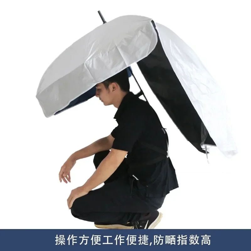 Tea picking umbrella on back, carry umbrella, super light head hat umbrella, outdoor sun protection, double layer vinyl umbrella