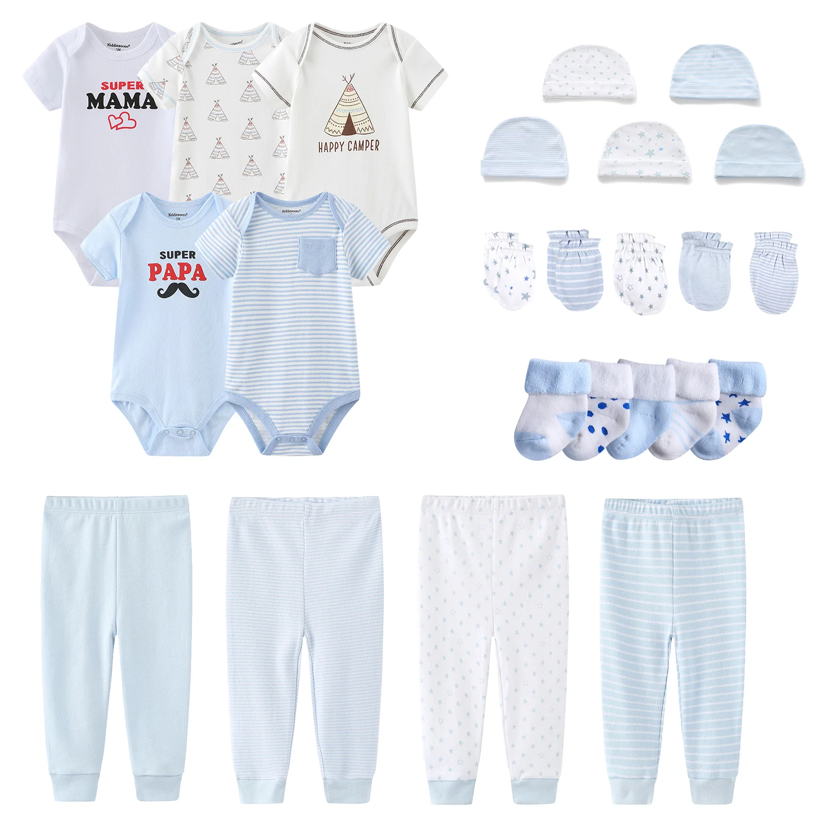 

19Pcs Children Clothing Sets Baby Suit Boy Summer Baby Clothes Infant Cotton Short Sleeve Bodysuits Pants Socks Baby Girl Sets