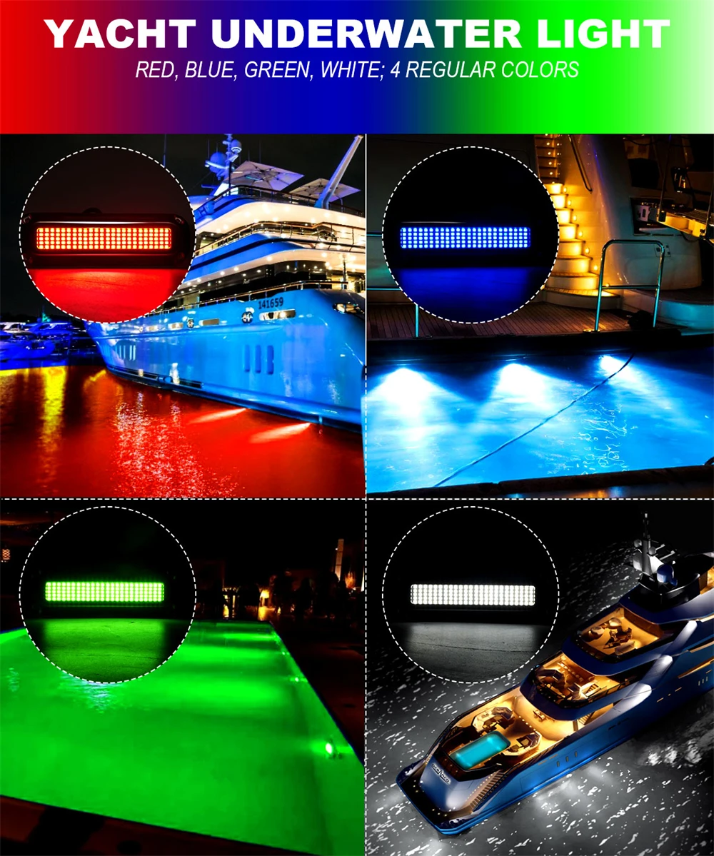 2PCS Tauch Navigation Lichter 12v/24v 120LED Unterwasser Boot Lichter Led Wasserdichte Marine Zubehör Boote beleuchtung LED – Detail 4