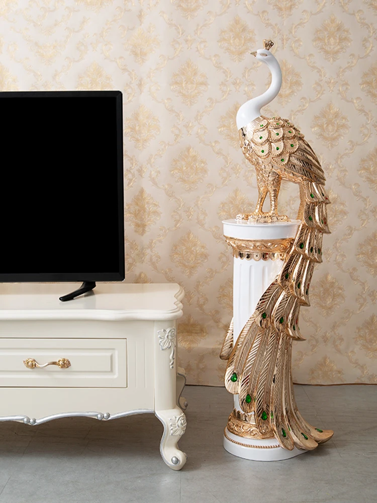 Nordic Room Decor duży paw rzeźba Ornament TV do salonu szafka grafika statua prezent rzemiosła akcesoria do dekoracji wnętrz