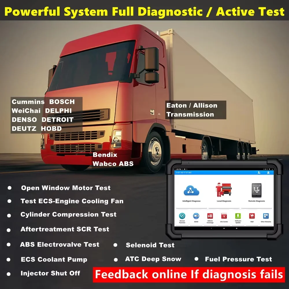 LAUNCH X431 V+ SmartLink HD Automotive Heavy duty truck Commercial Vehicle Diagnostic Scanner Diesel Machinery Bus Scan Tools