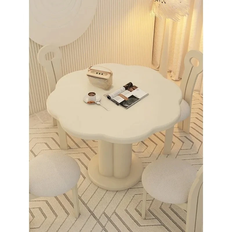 Retro Cream Style Rock Plate Dining Table Small Apartment Modern Simple Negotiation Round Creative Dining Table