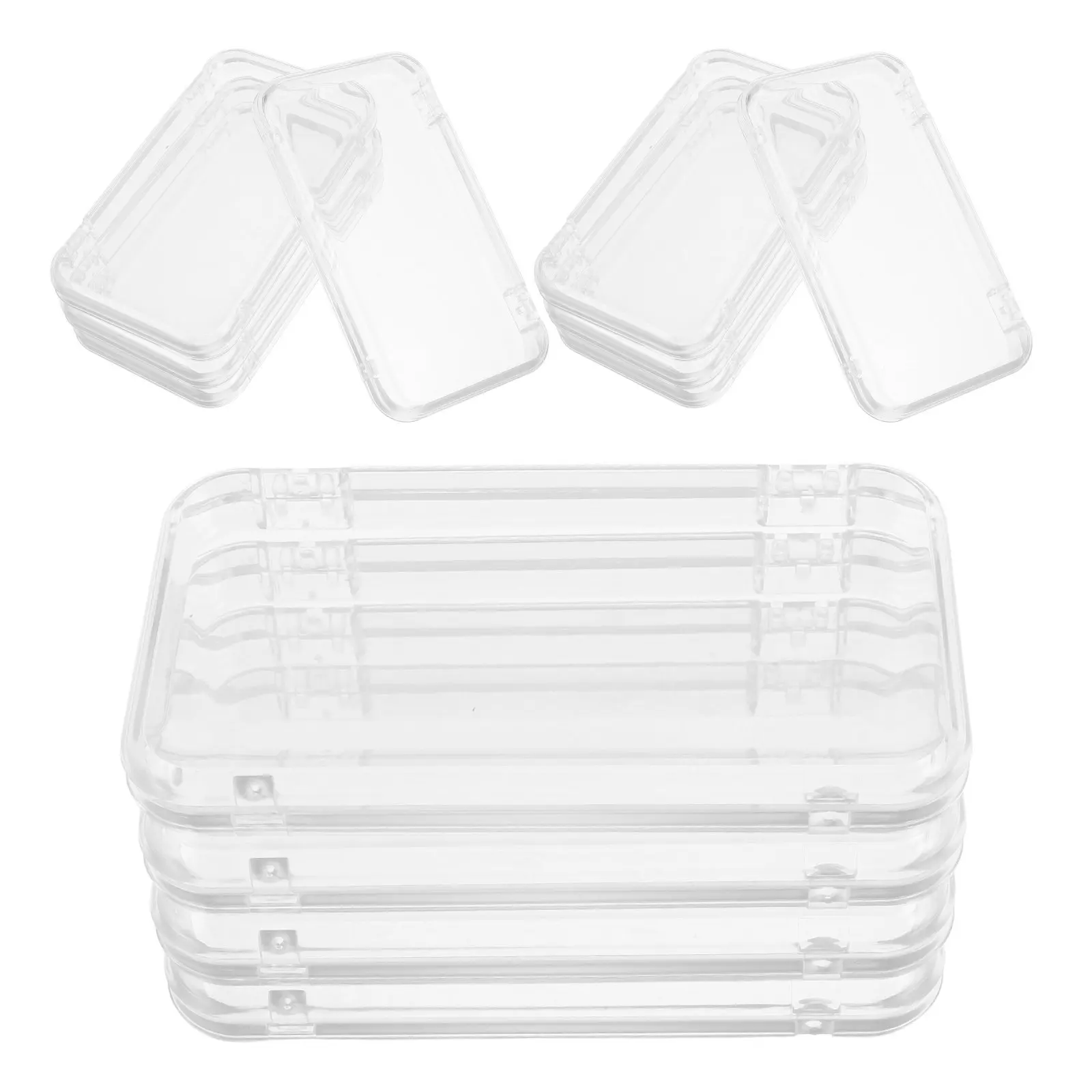 12Pcs Clear Press on Nail Organizer Rectangle Transparent Plastic Storage Box for False Nails Nail Tips Accessories Travel