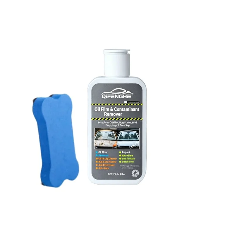 QIFENGHE All-in-One Glass Contaminant Remover – Eliminates Stubborn Oil Film, Bug Splatters, Bird Droppings, Tree Sap – 120ml Bo