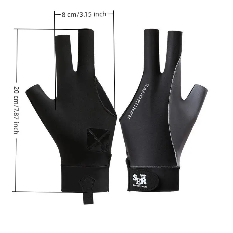 Professioneller Billard-Handschuh für Linkshänder, Silikon-Anti-Rutsch, Elastisch, Atmungsaktiv, 3-Finger-Snooker-Handschuh – Detail 1