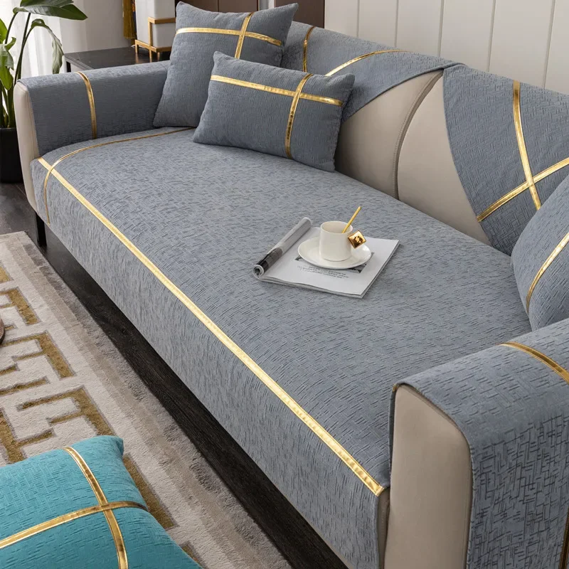 Simplized Solid Chenille Sofa Cover for Living Room Non-Slip Sofa Cushion Cover Four Seasons Universal Couch Protector Covers