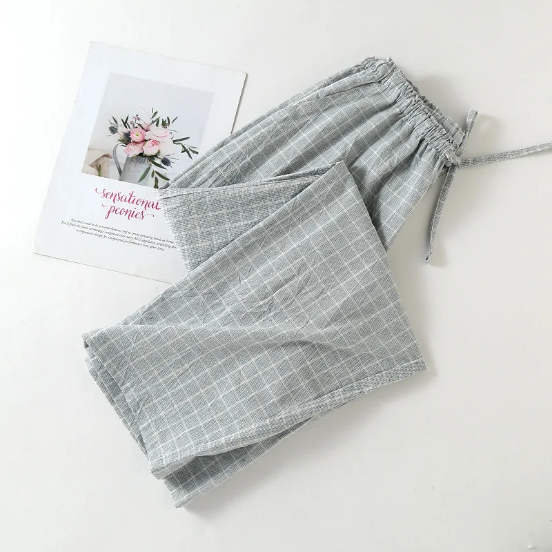 Multi Colors Couple Cotton Sleeping Pajama Plaid Pants for Men's and Women's Spring and Summer Straight Casual Plaid Trousers