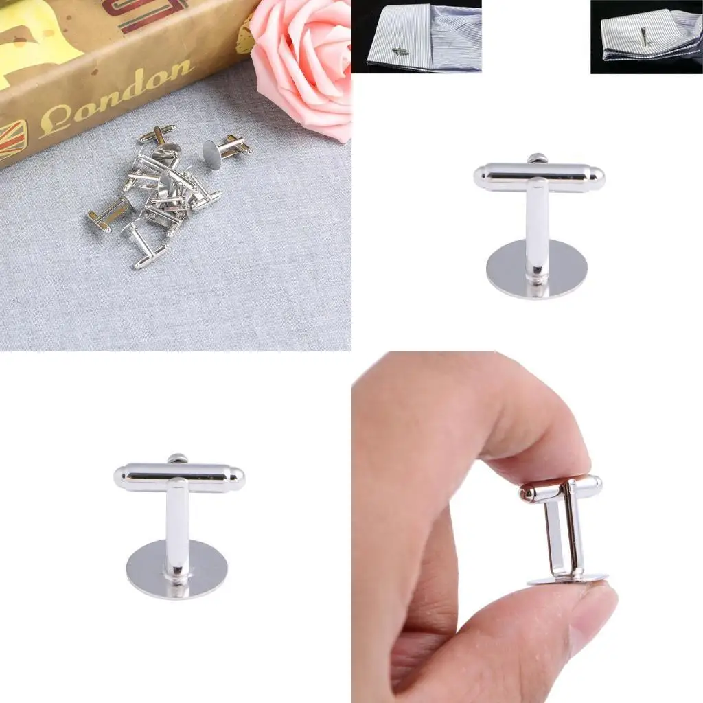 J78F 10 Uds. Gemelos en tono plateado, parte trasera gemelos, joyería en blanco, 0,71x0,55"