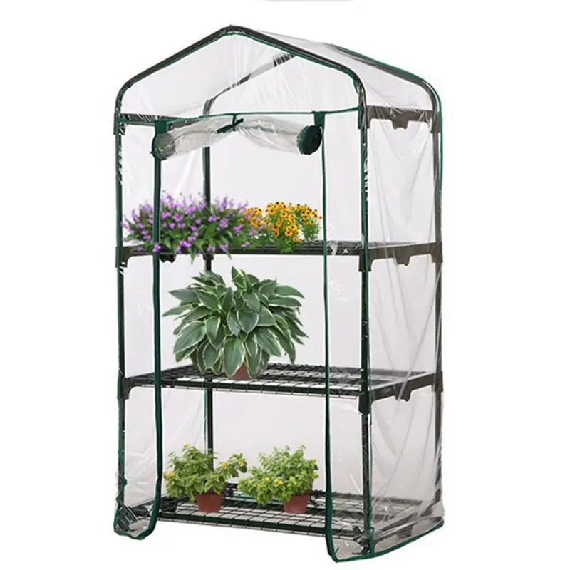 Gardening Plant Protective Cover 3/4 Tiers Backyard Greenhouse with Locking Wheels Grow Tent Warm Transparent Grow Tent Cover