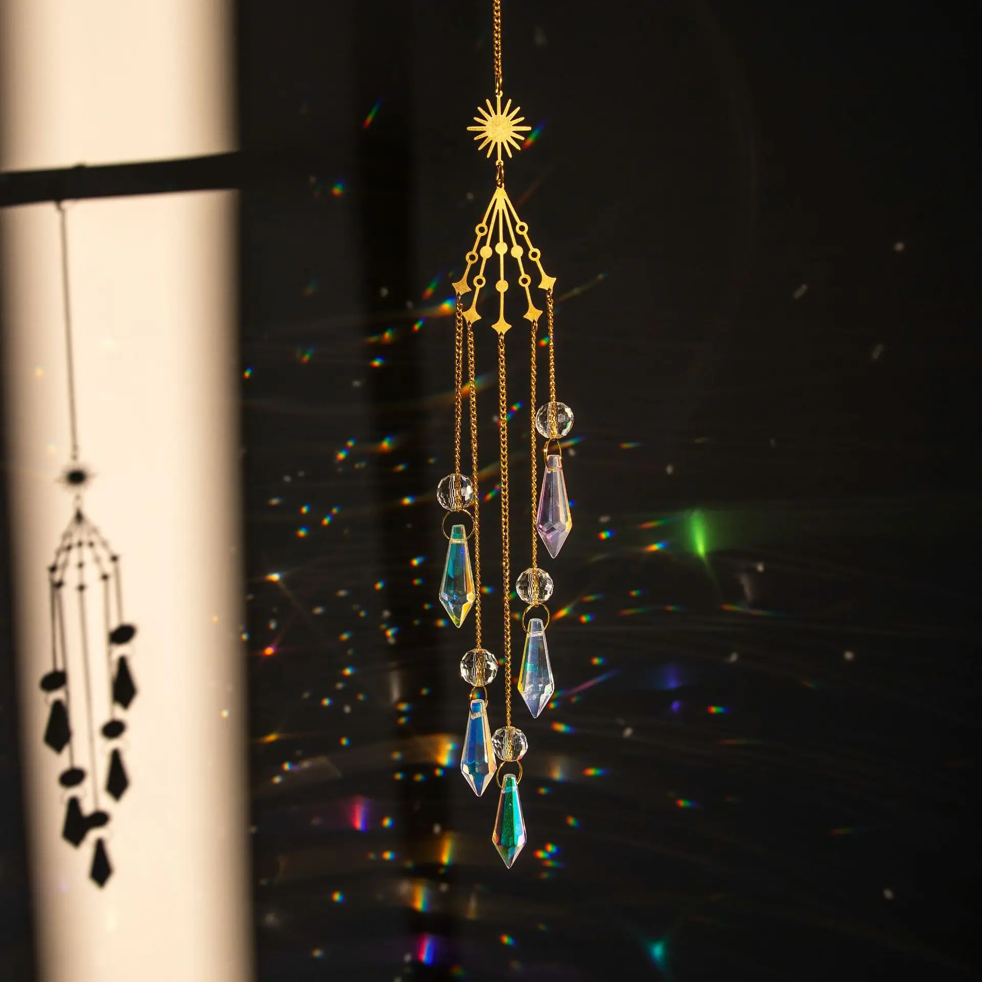 crystalsuncatcher galaxy crystal sun catcher lighting wind chime pendant diy rainbow light and shadow