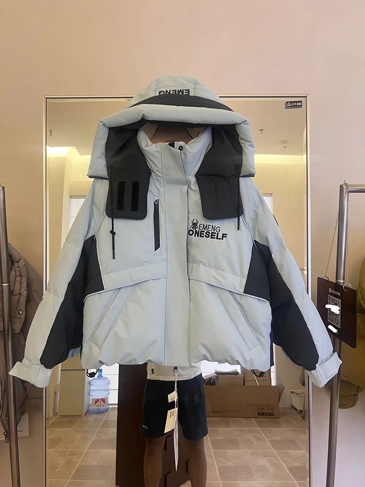 Version coréenne couleur bloquée à capuche décontracté polyvalent blanc canard doudoune femmes mode hiver nouvelle doudoune