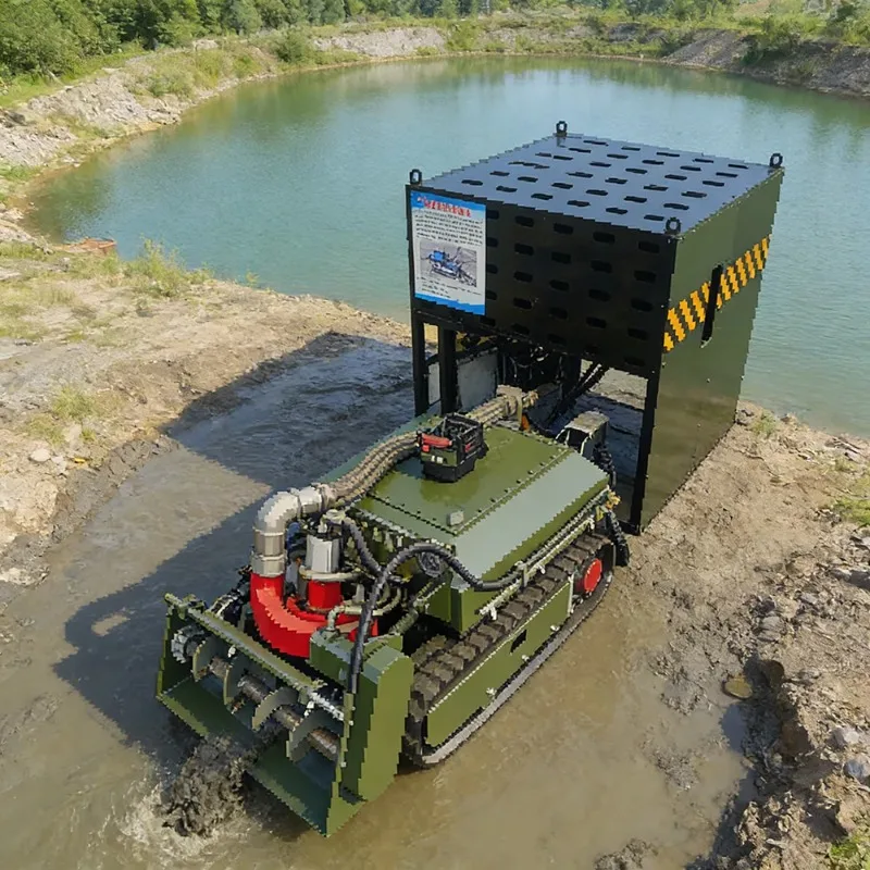 Compact Underwater Dredging Robot Rubber Tracked Chassis for Tight Spaces