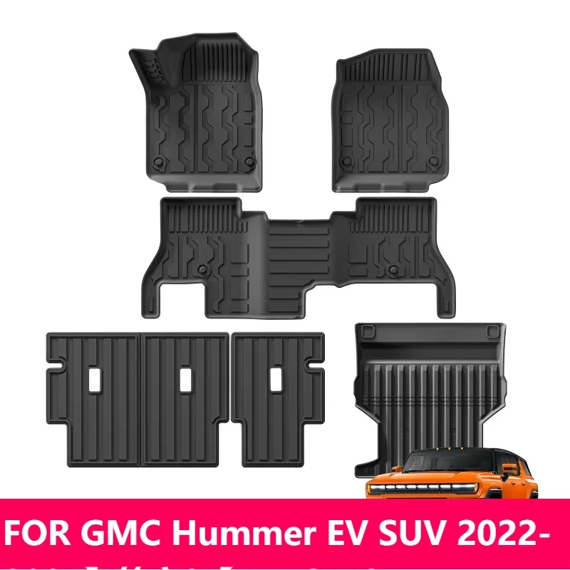 

For GMC Hummer EV SUV 2022-2025 Car Floor Mats TPE All Weather 3D Black Mat