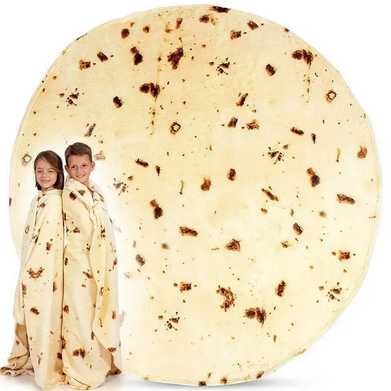 1pc Soft and Warm Mexican Tortilla Pancake Print Flannel Blanket for Couch, Sofa, Office, Bed, Camping and Traveling