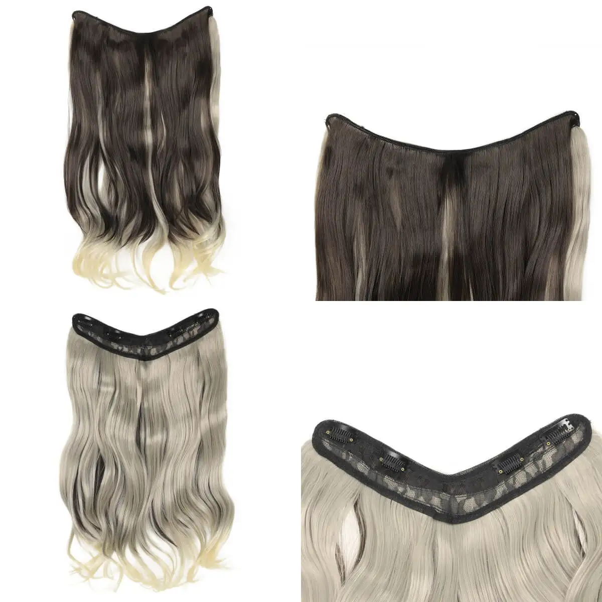 24inch Premium Synthetic Invisible With Clip Hair Extensions Daily Use Hairpieces Long Natural Wavy Fake Hair piece For Woman