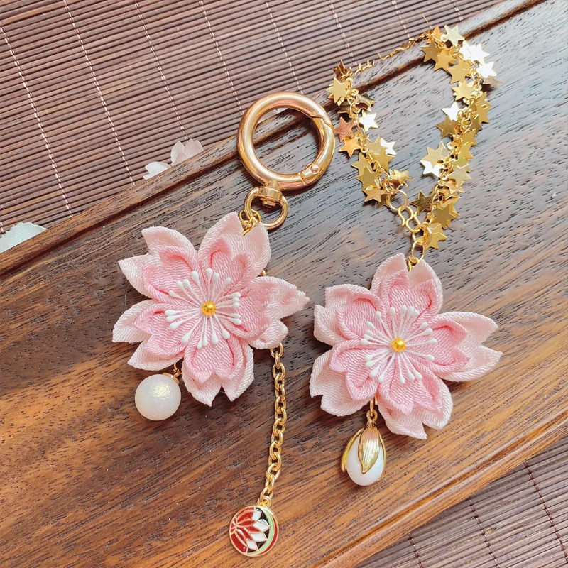 

Bag Pendant Keychain Handmade Cherry Blossoms Shaped Pendant For Man Or Woman Gift