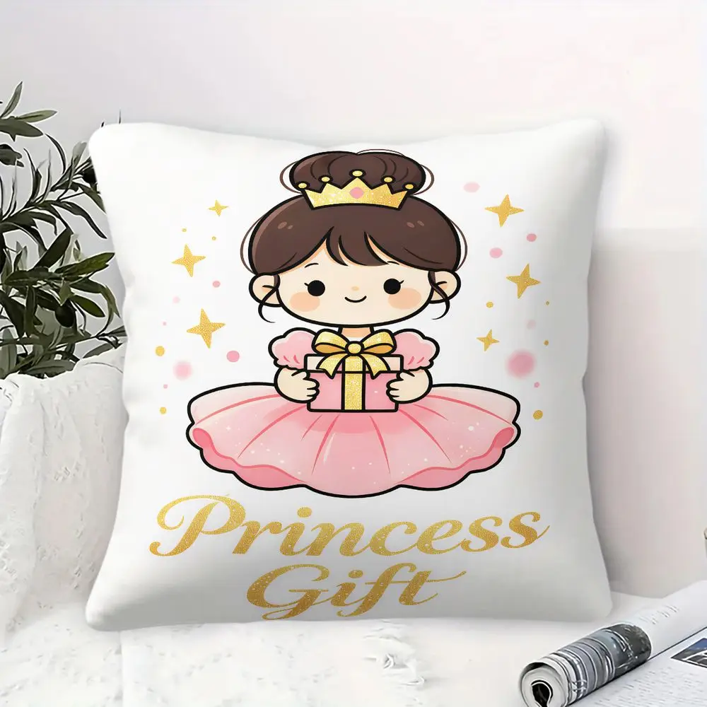 Throw Pillow Cushion Accent Pillow 45×45cm Includes Pillow Core Princess Crown Star Print Sofa Decor