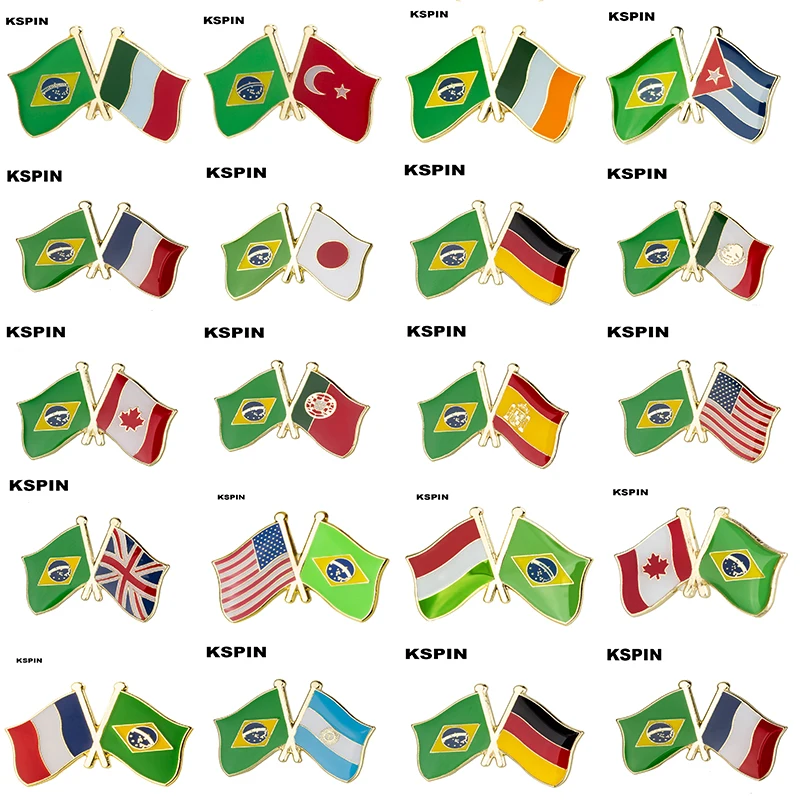 Brazil Flag Lapel Pin Badges For Clothes In Patches Rozety Papierowe Icon Backpack KS-0187