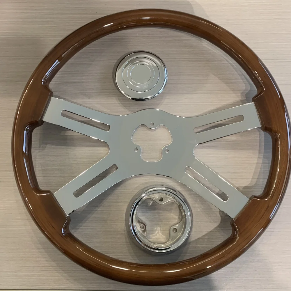 Tiypeor Universal 18Inch 455mm Semi Trailer Real Wood Steering Wheel Car Truck Vintage Wood Steering Wheel