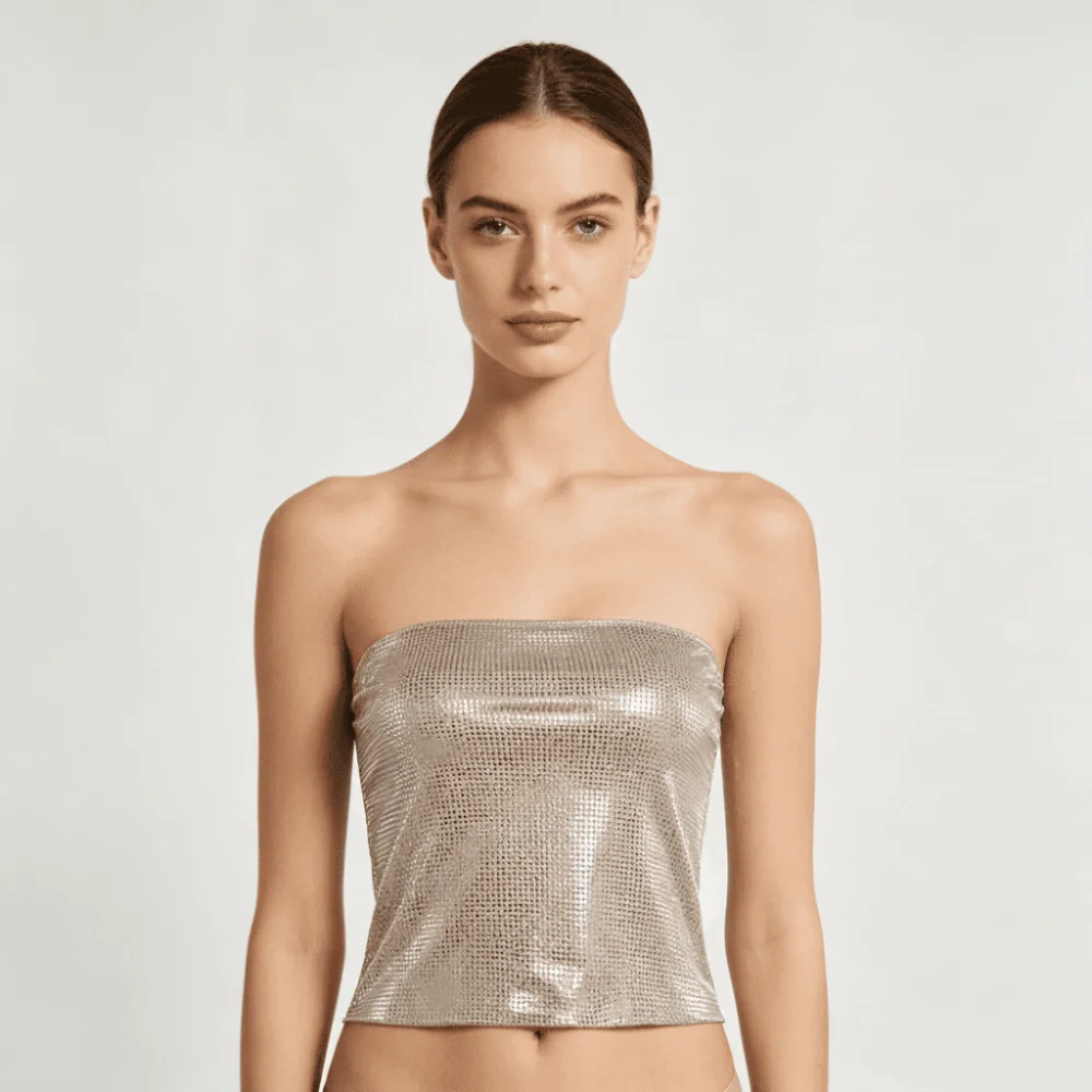 Sequin Applique Sequin Tank Top Stretch Skinny Fit Backless Sequin Tube Top Sleeveless Classic Cut Party Clubwear Vest for Women