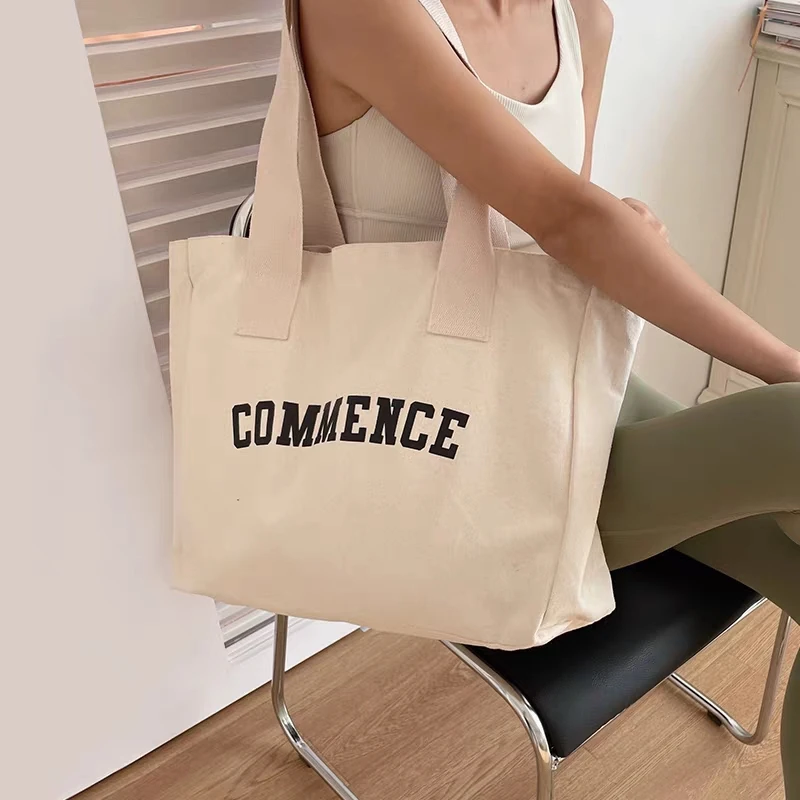 100pcs  Cotton Canvas Custom Logo Tote Bag with Webbing Handle, Heavy-Weight Personalize Organic Shopping Bags