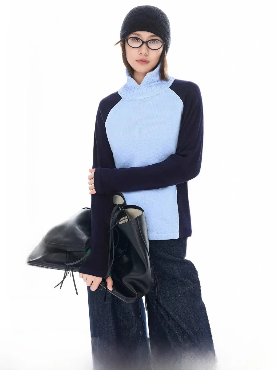 

Теплый вязаный свитер с высоким v-образным вырезом и овальниками, цветная блузка, женский топ, повседневный зимний модный мягкий шерстяной свитер