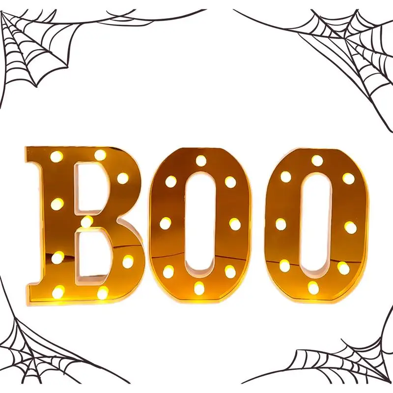 

Boo Halloween Light Light Up Letters 3pcs LED Letter Light Battery Powered Night Light Halloween Boo Sign LED For Kitchen