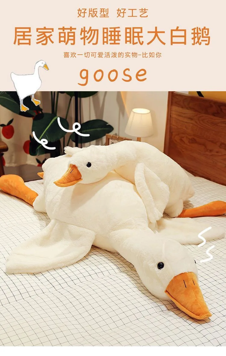 50-190 cm Kawaii Große Gans Stofftier Ente Rosa Riesige Gans Plüschtiere Schlafkissen Große Weiche Puppe Geschenke für Kinder – Detail 2