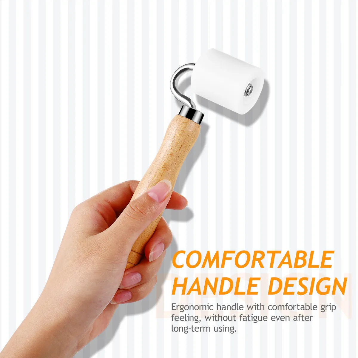 Heavy Duty Wallpaper Seam Roller Pom Wood Material Ergonomic Comfort Grip Pressure Roller for DIY Wall Paper Installation