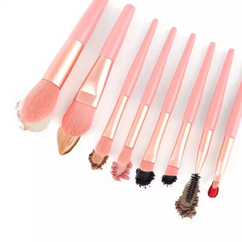 8pcs Mini Brush 8-Piece Makeup Bag Portable concealer powder brush set soft fur make-up tool