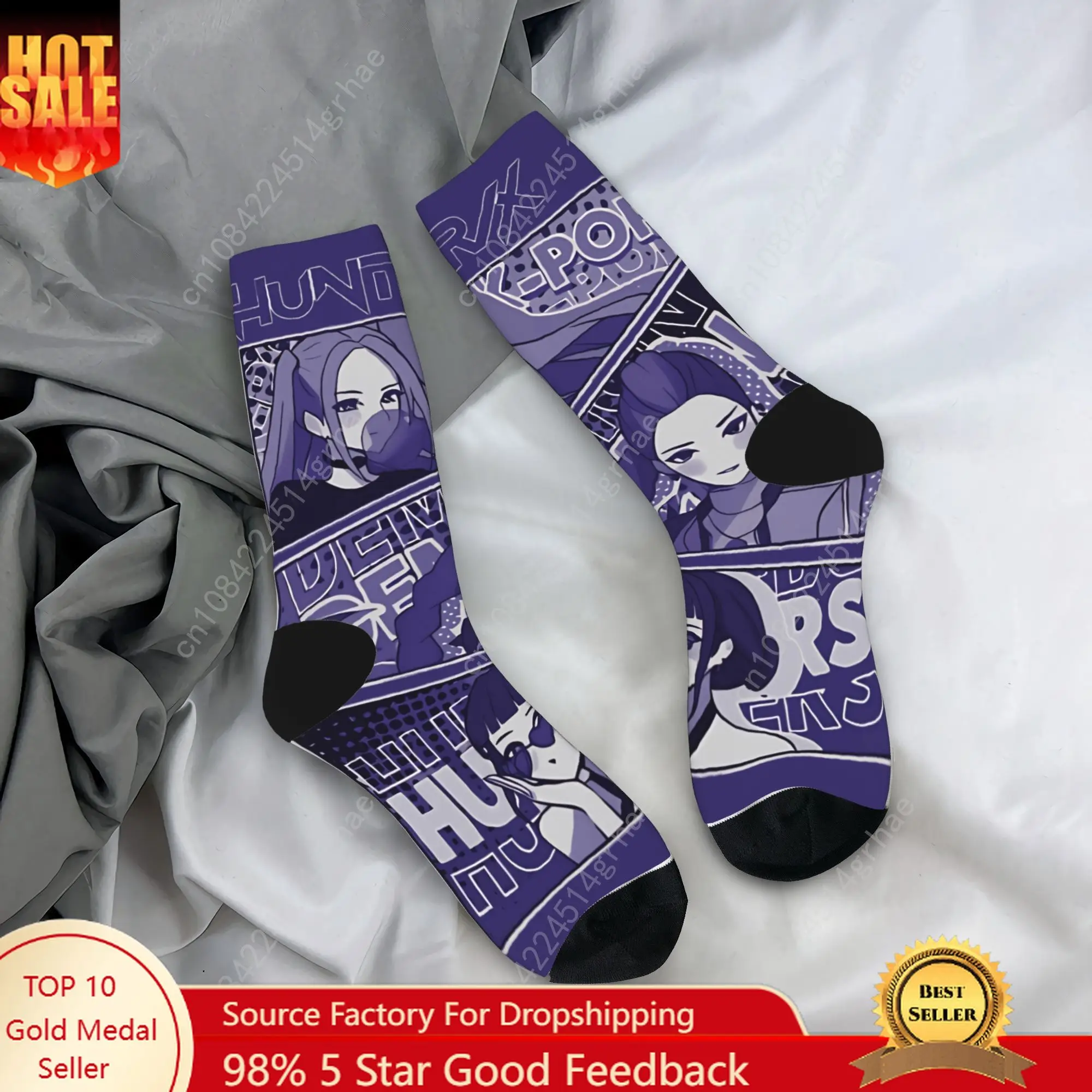 

Huntrix Girls Kpop Demon Hunters Rumi Zoey and Mira Socks Casual Stockings Medium Skateboard Socks Autumn Design Anti-Slip Socks