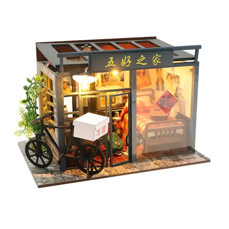 

DIY Dollhouse Wooden Miniature Dollhouse Handmade Chinese-style House Kit with Furniture Children's Doll House Toy for Children