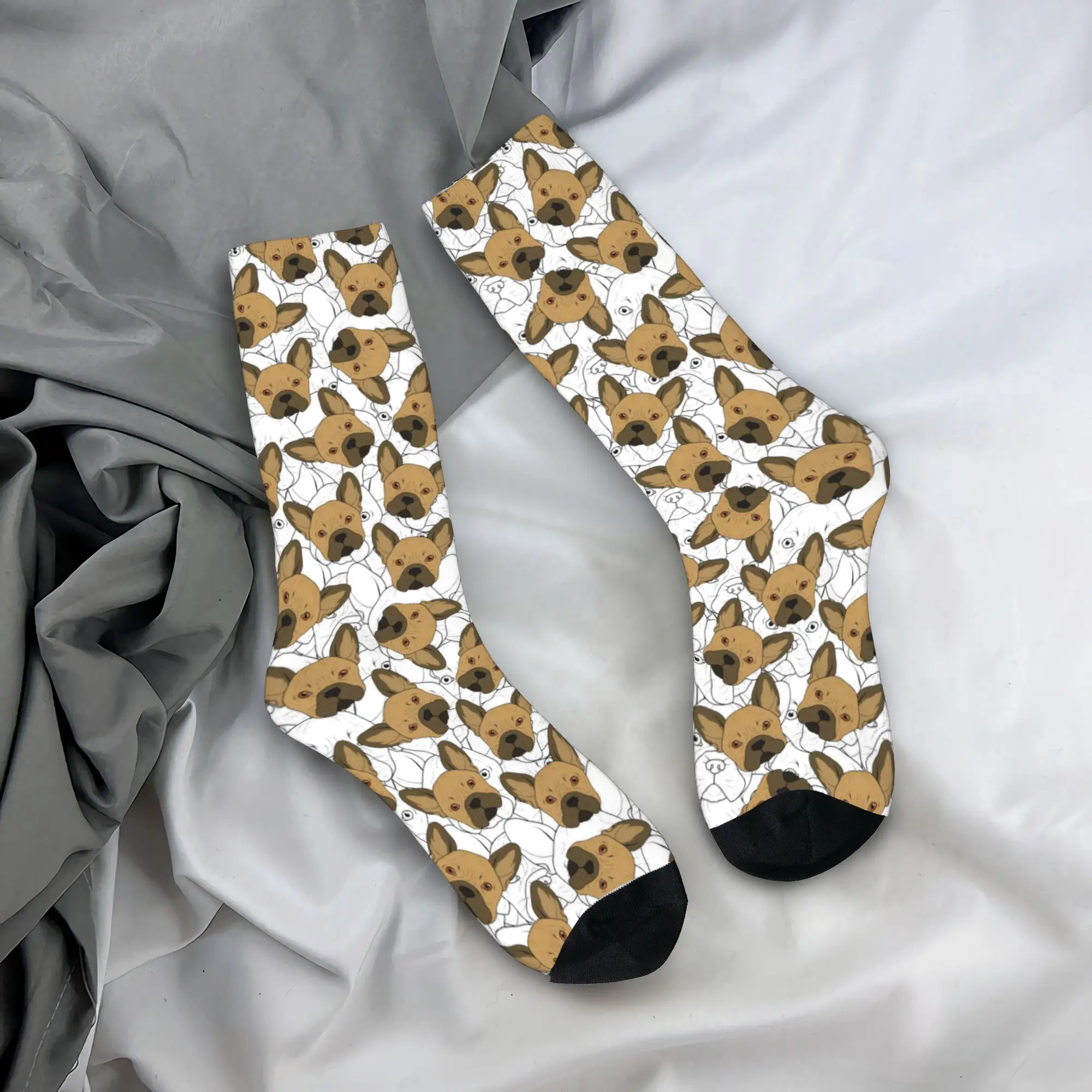 Cute Brown Bulldog Sketch Realistic Dog Animal Cartoon Stockings Women Men Socks Autumn Sports Anti Bacterial Socks Gift
