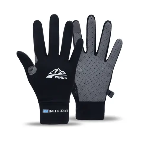 Men's Lightweight Summer Ice Silk Full-Finger Quick-Dry Touchscreen Sports Fishing Sun Protection Driving Cycling Gloves for Wom