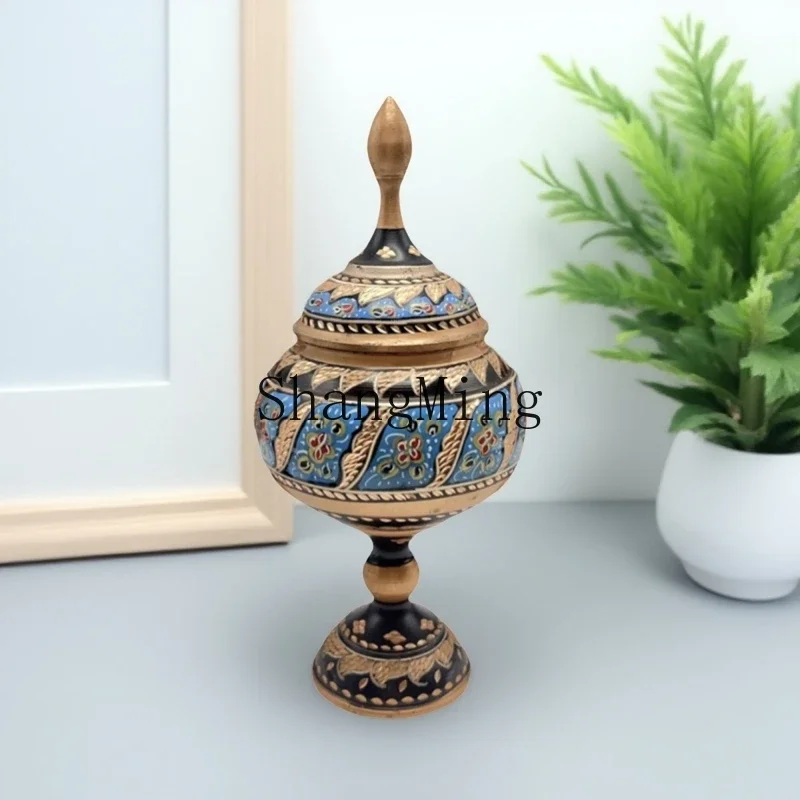 

SM new high-end pure handmade copper enamel enamel fruit plate practical decorative ornament