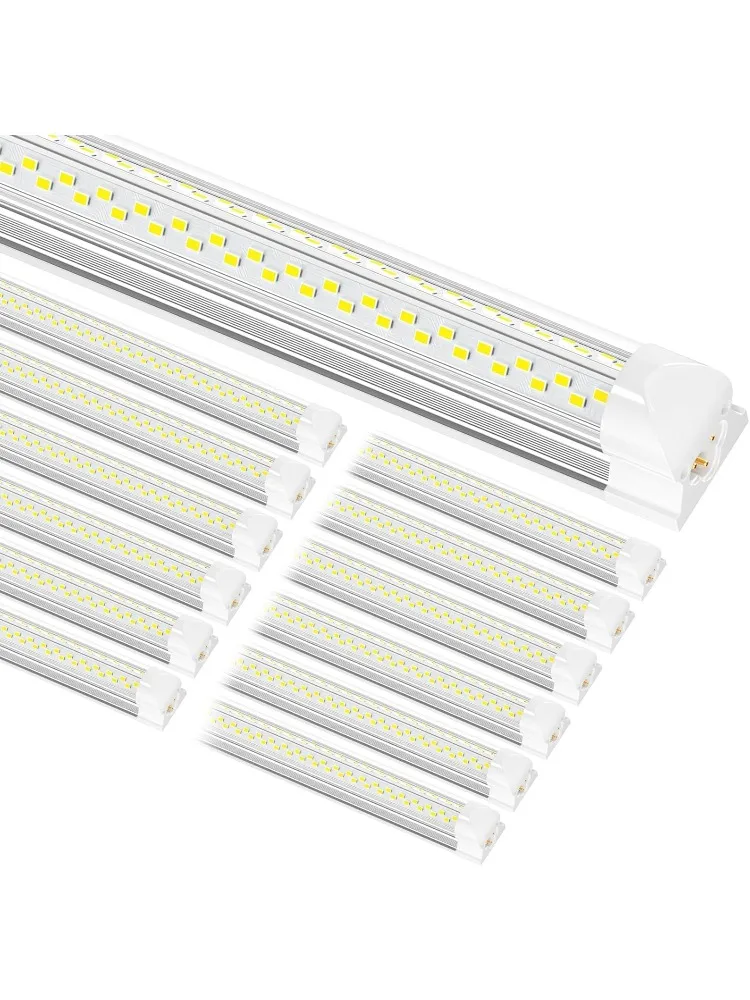 8ft LED Shop Light, 8' 100W 15000lm 6000K (12 Pack), 8 Foot Linkable led Shop Lights with Plug Fixture for Garage Workshop