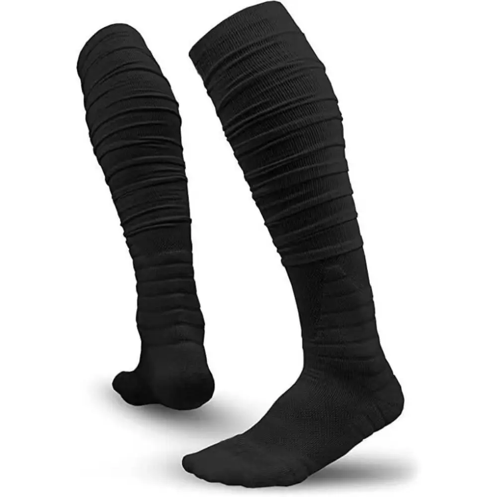 1 Pair Professional Ankle Protection Football Socks Non Slip Elastic Scrunch Socks Antifriction Over The Knee Rugby Sports Socks