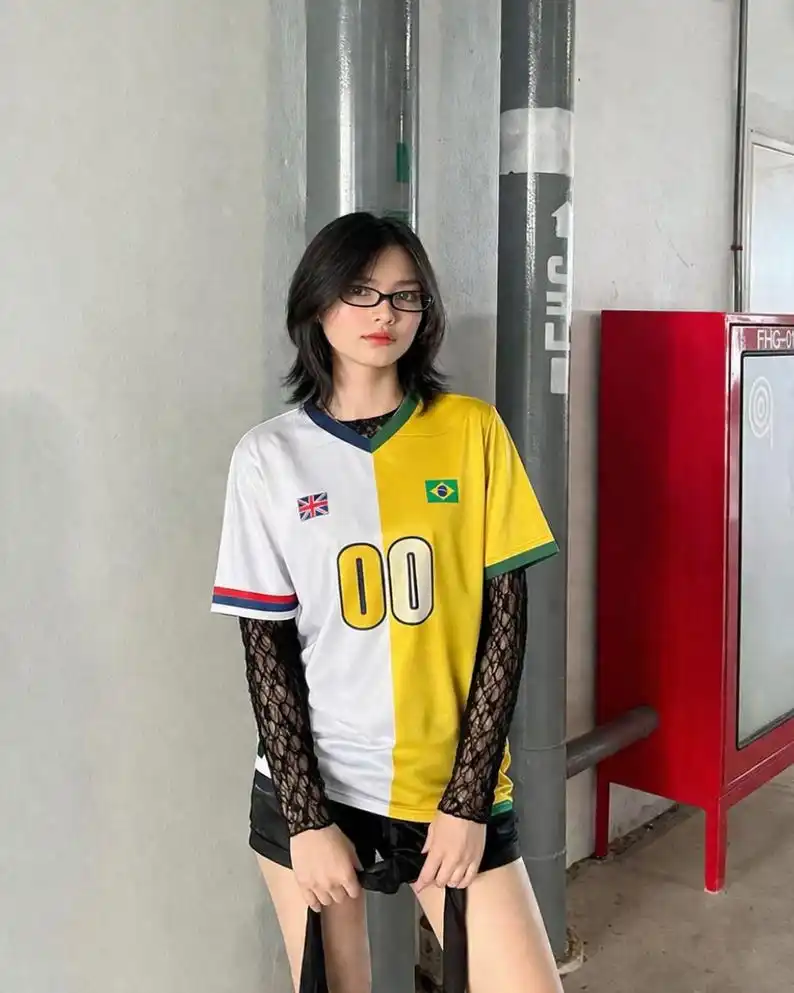 Unisex Brazil Morocco  National Fan Soccer Uniforms New Quick-dry Short Sleeve Dual Country Flag Graphic Sports Family Kids Tees
