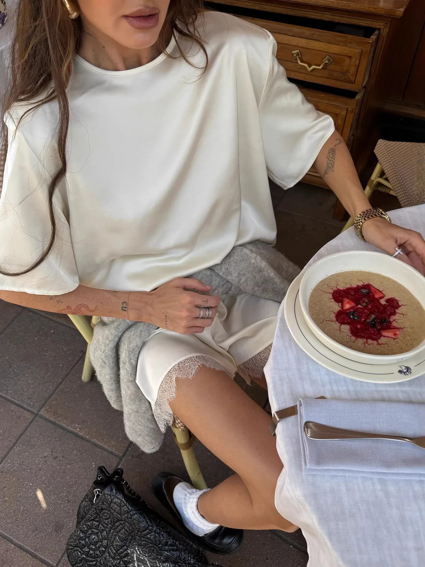 

Loose round Neck Short Sleeve T-Shirt Lace Patchwork Shorts Set Women's Fashion Casual Summer Outfit High Waist Shorts